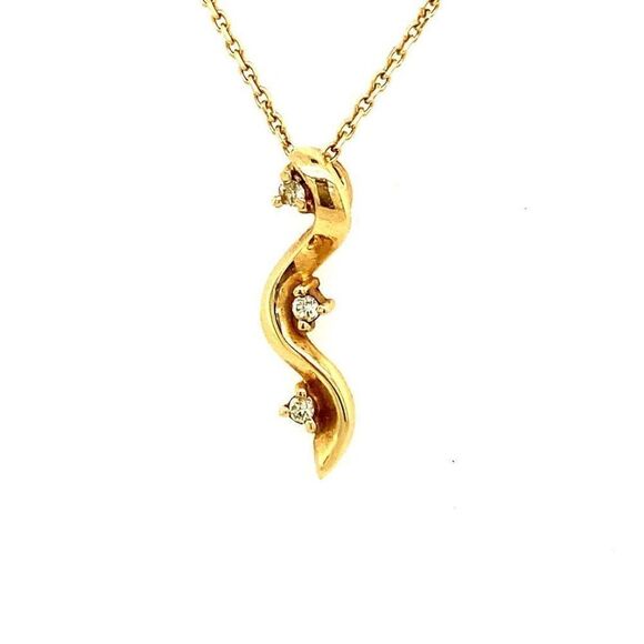 14k Diamond Wavy Pendant Necklace - Picture 2 of 11
